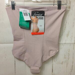 Leonisa Womens Size L High Waist Control Thong Underwear Shapewear Light Brown